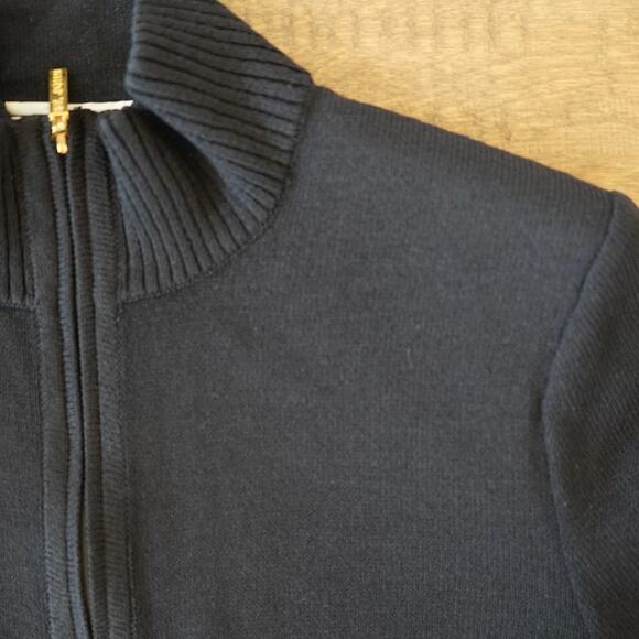 ST.JOHN SPORT Marie Gray Wool Blend Santana Knit Bomber Jacket Zip-Up Black Sz.M - Picture 7 of 8
